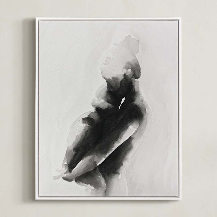 "mother embrace" - Art Print in Black by Kate Ahn - Framed Canvas