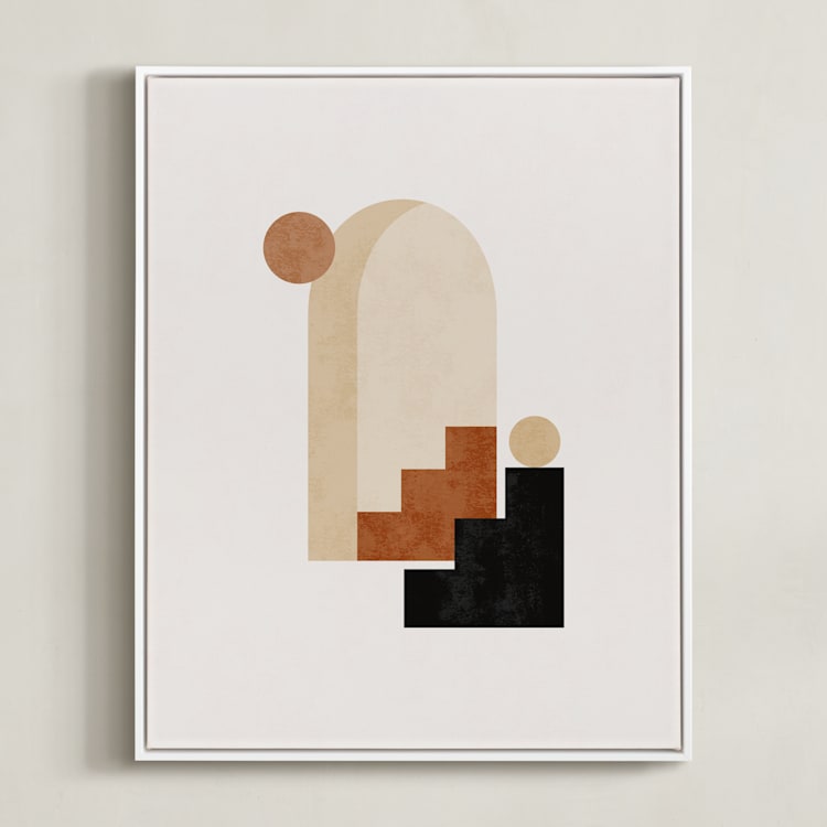 "Rustic Geometry 1" - Art Print in Terracotta by Iveta Angelova - Framed Canvas