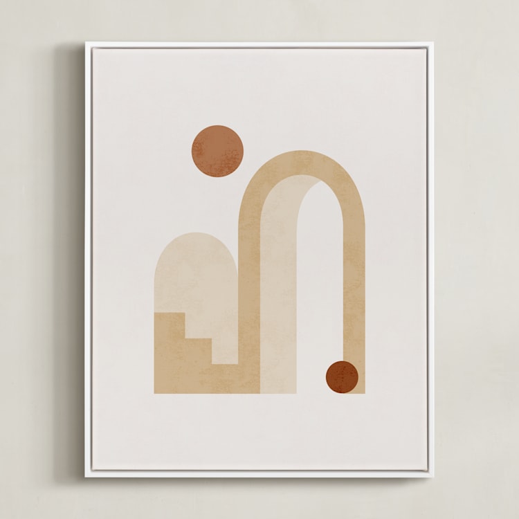 "Rustic Geometry 3" - Art Print in Terracotta by Iveta Angelova - Framed Canvas