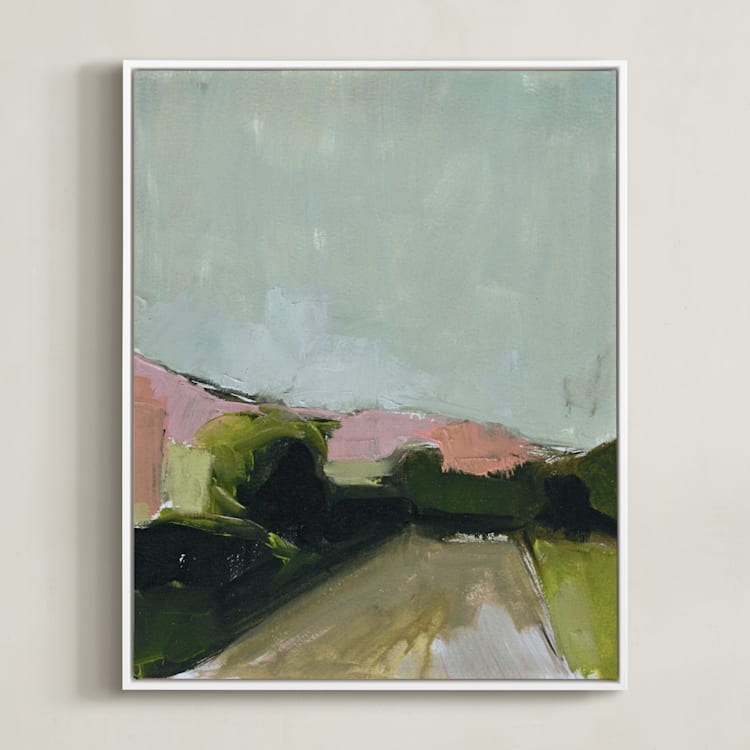 "Road Trip" - Art Print in Mint Green by Lynne Millar - Framed Canvas