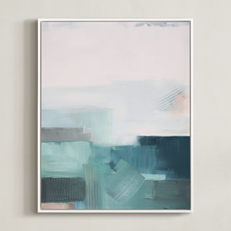 "Sage Fields ll" - Art Print in sage green by AlisonJerry - Framed Canvas