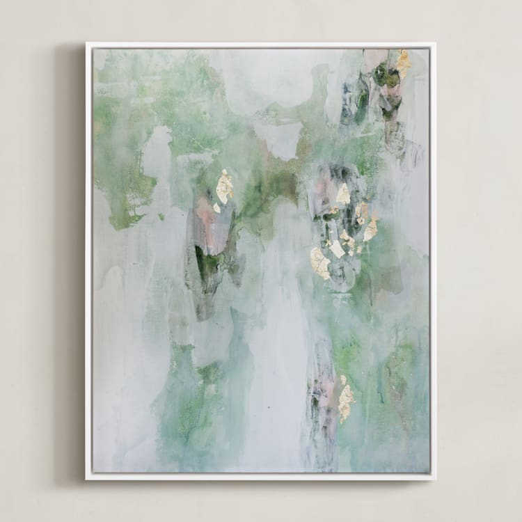 "Leaf It Alone" - Art Print in Sage Green by Christine Olmstead - Framed Canvas