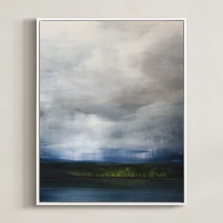"Rain and Light" - Art Print in Rain Blue by Brian Sostrom - Framed Canvas