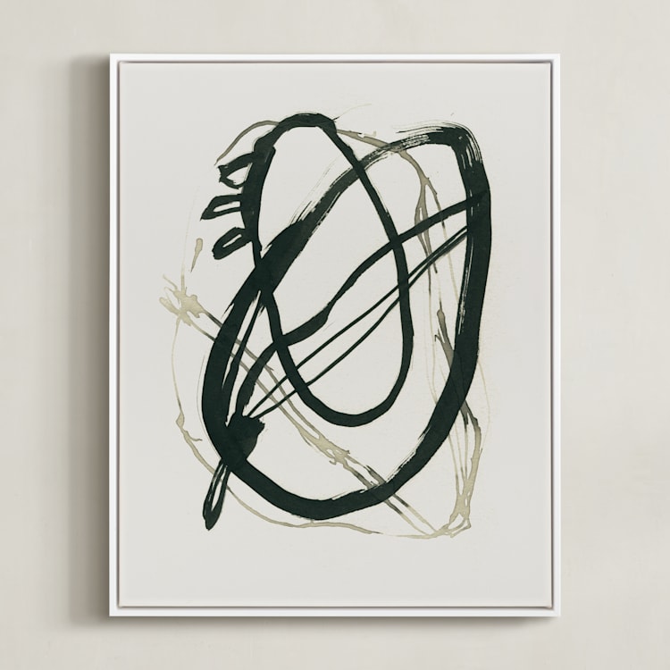 "Black 01" - Art Print in Black - beige by Catilustre - Framed Canvas