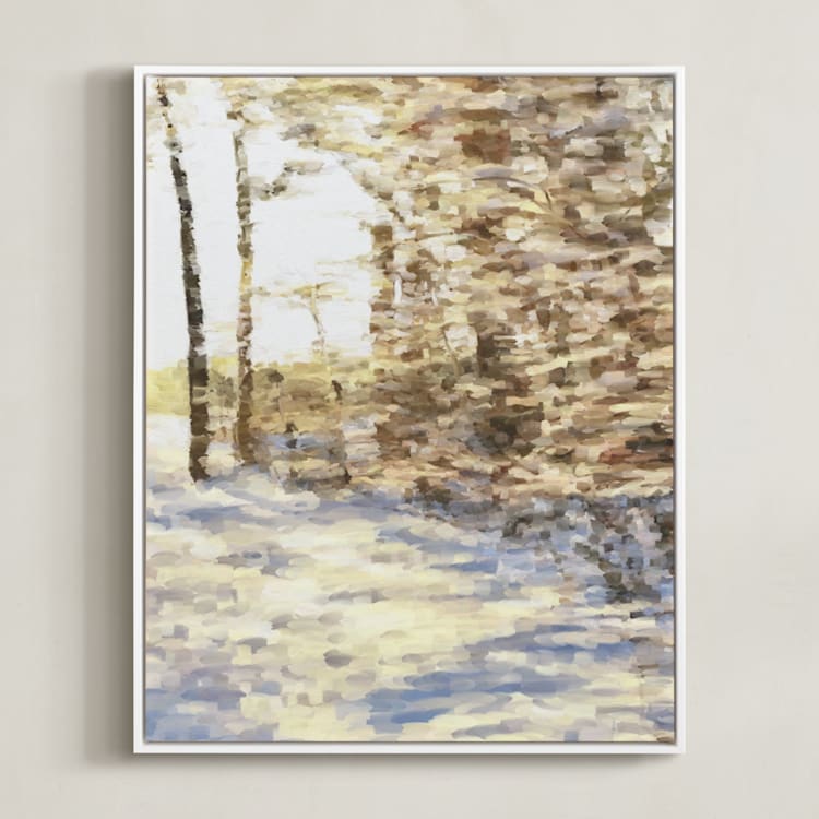 "Winter Walk" - Art Print in Gold Orche by Amy Hall - Framed Canvas