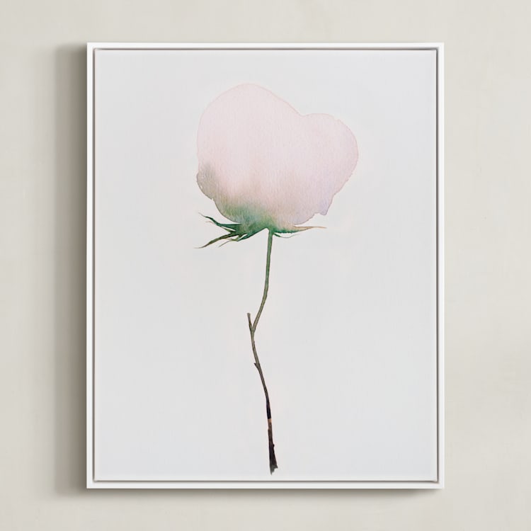 "Budding Peony" - Art Print in Pale Peony by jinseikou - Framed Canvas