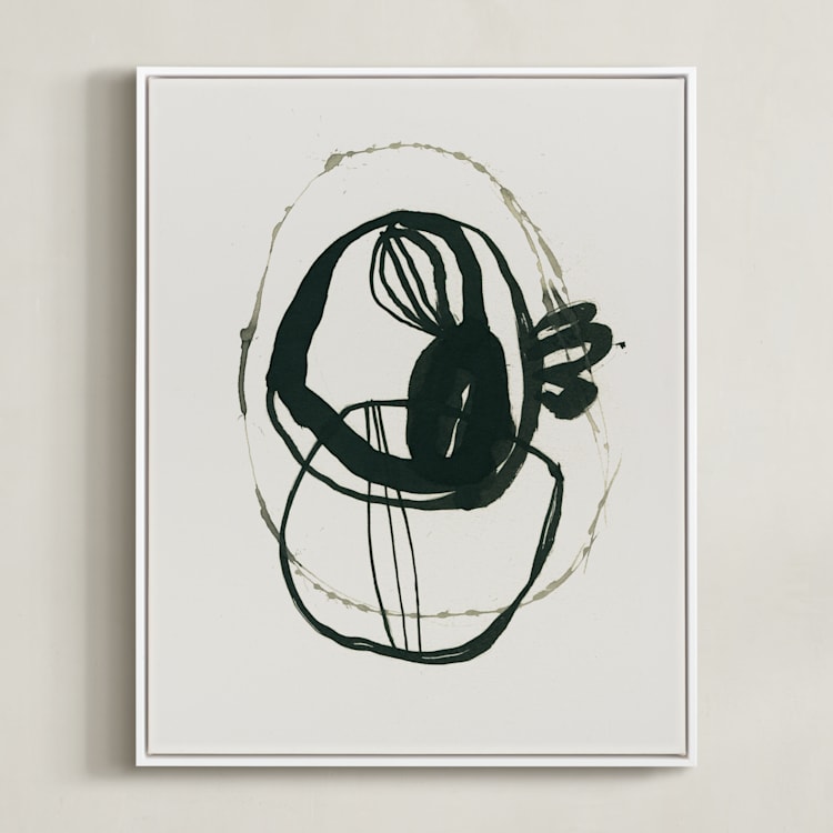 "Black 03" - Art Print in black, white, beige by Catilustre - Framed Canvas