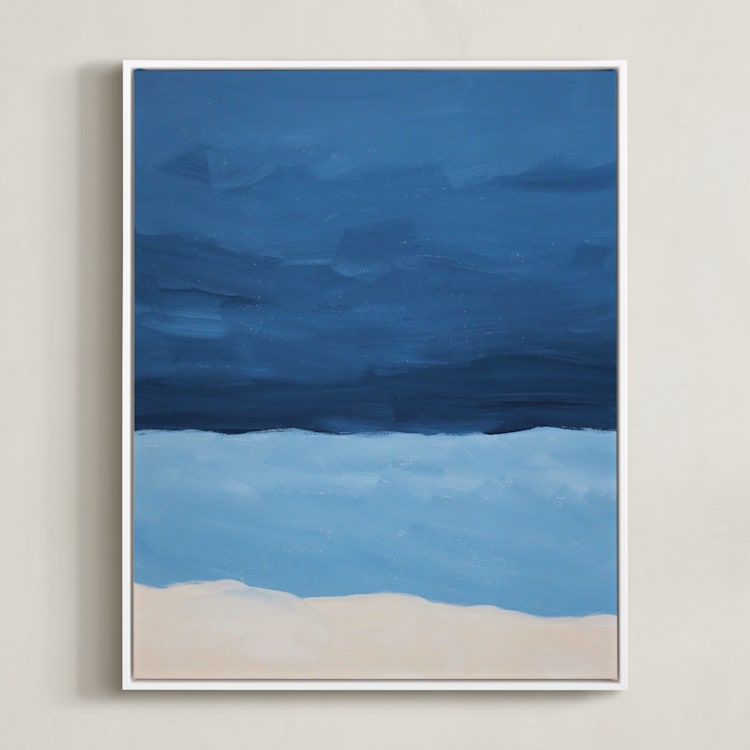 "Blue Horizon" - Art Print in deep blue by Colleen Ehrlich - Framed Canvas
