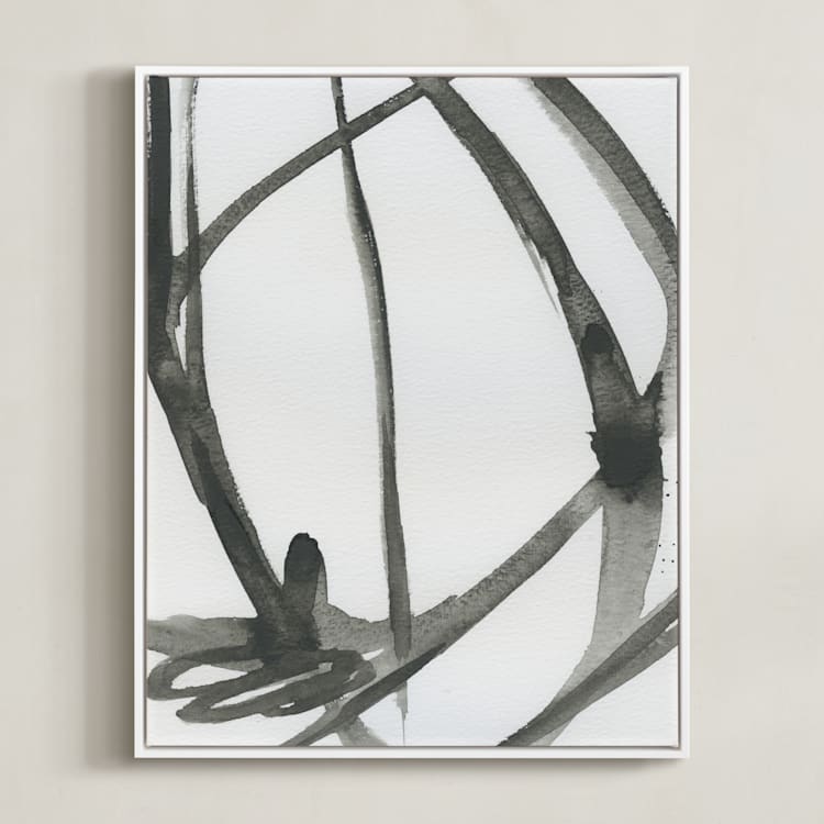"Plant Cell 4" - Art Print in Black and White by Mary Gaspar - Framed Canvas