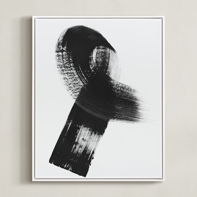 "Swash" - Art Print in Charcoal by MinimalType - Framed Canvas