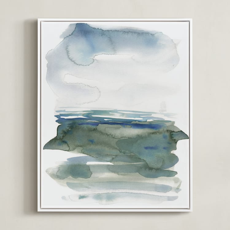 "ocean landscape" - Art Print in sea green by Kelly Witmer - Framed Canvas