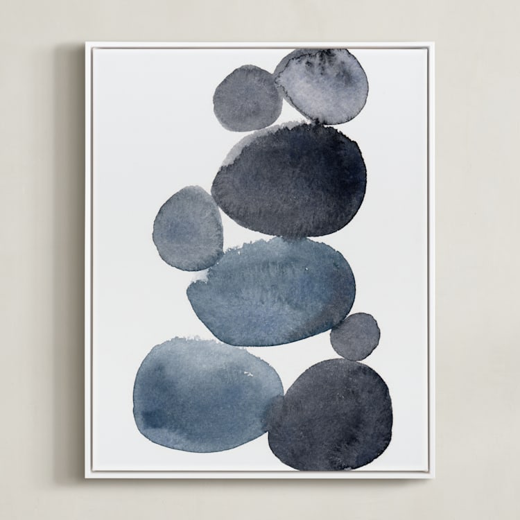 "stone pile" - Art Print in indigo blue by Kelly Witmer - Framed Canvas