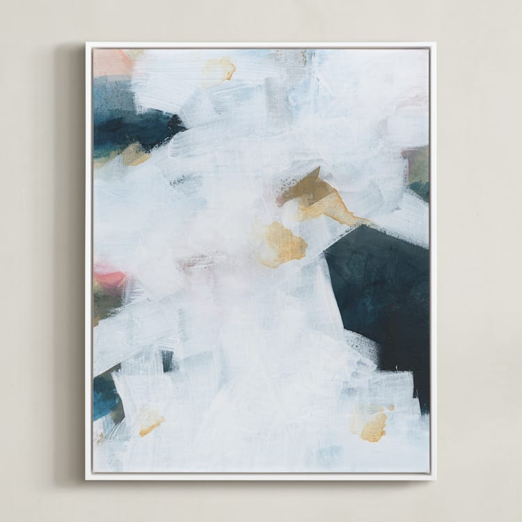 "Betwixt & Between I" - Art Print in Dark Blue by M Gloria Hunter - Framed Canvas
