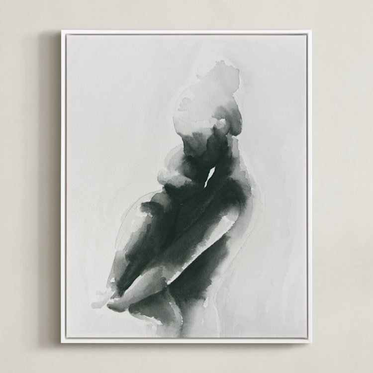 "Mother Embrace Color" - Art Print in Pewter by Kate Ahn - Framed Canvas