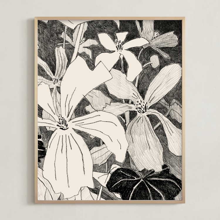 "Campo De Malvas 2" - Art Print in Graphite Gray by Catilustre - Framed