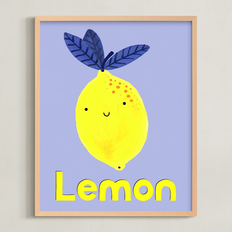 "My Fruity Family I" - Art Print in Light Purple by Marta Crea - Framed