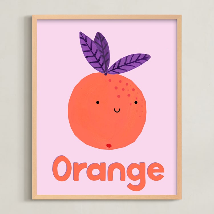 "My Fruity Family II" - Art Print in Light Pink by Marta Crea - Framed