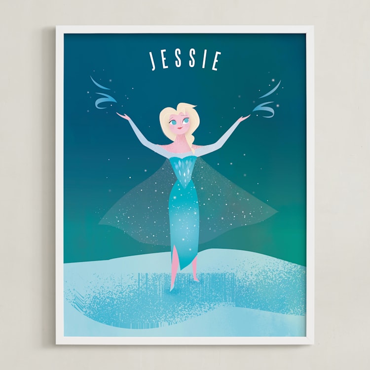 "Disney Elsa's Magic" - Personalized Art Print in Frost by lori jacobs wemple - Framed