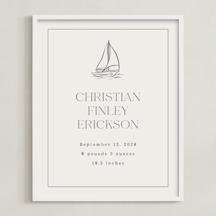"Baby's Boat: Custom Print" - Custom Print in Sailor by Stephanie Hawkes - Framed