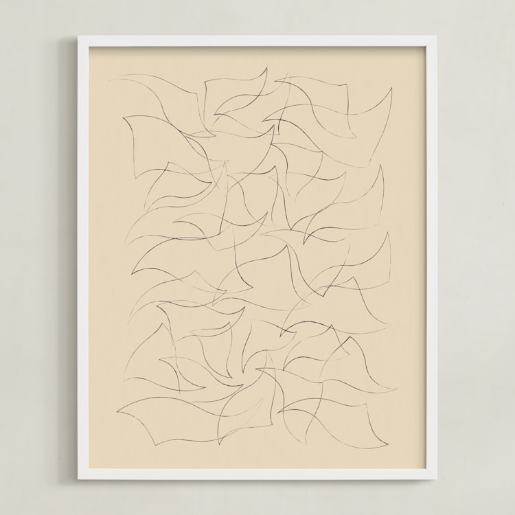 "Flock" - Art Print in Sand by Yohaku Oshima - Framed