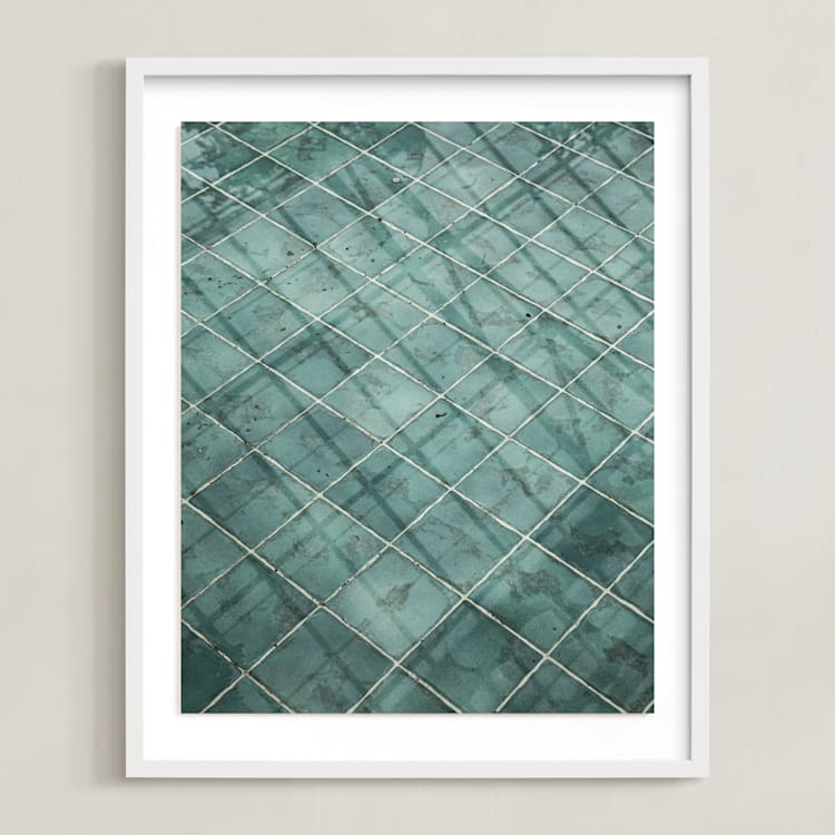 "Weaves of shadows II" - Art Print in Teal Green by Van Tsao - Framed