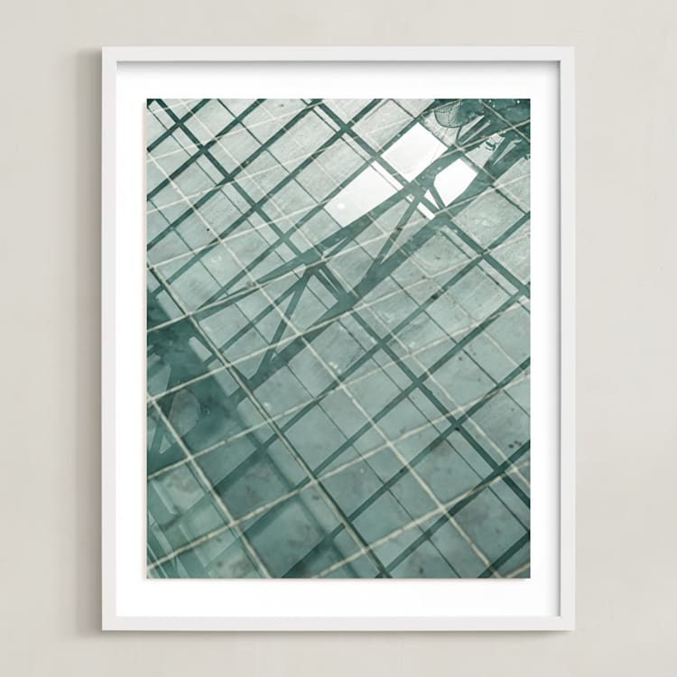 "Weaves of shadows III" - Art Print in Teal Green by Van Tsao - Framed