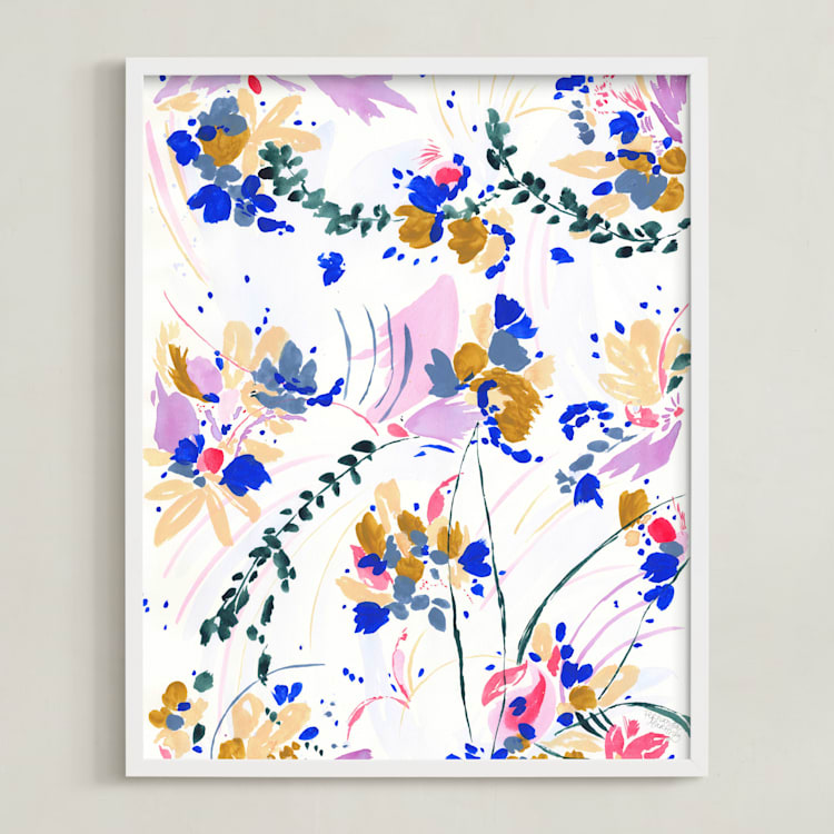 "Travel tale" - Art Print in Bright pink by FERNANDA MARTINEZ - Framed