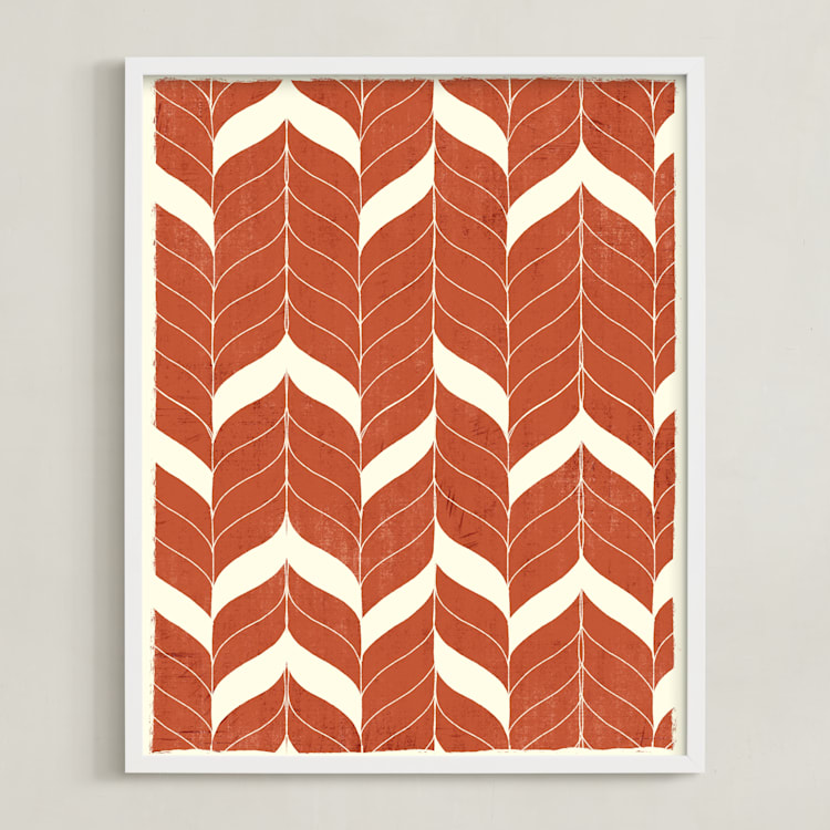 "Chevron Flow" - Art Print in Rust by Angel Walker - Framed