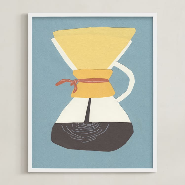 "Coffee Maker" - Art Print in Kitchen Tile Teal by Elliot Stokes - Framed
