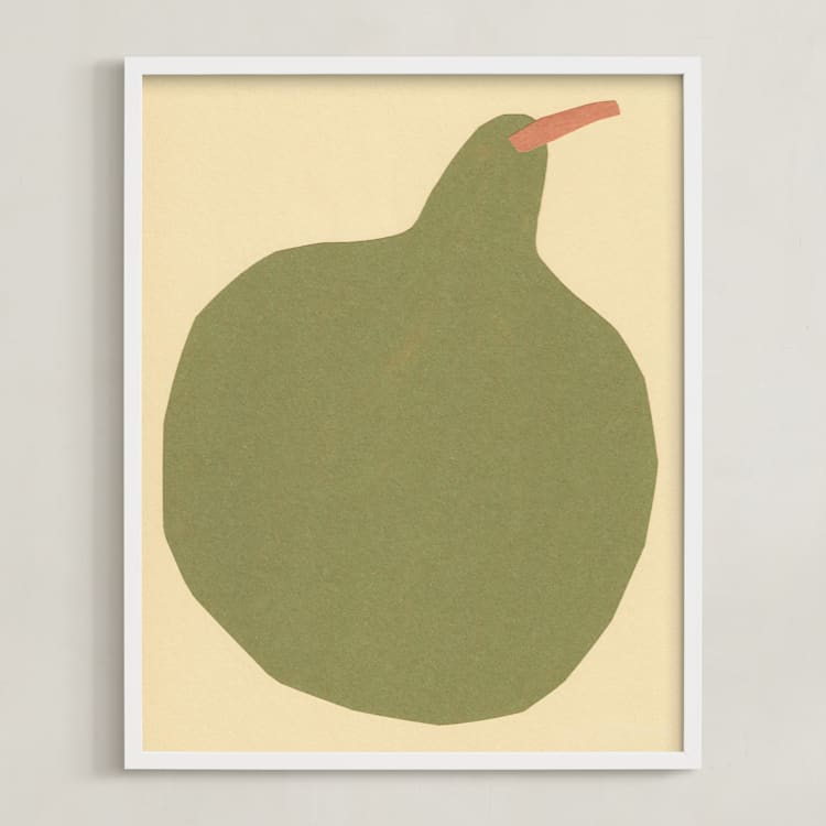 "Big Pear" - Art Print in Earthy Pear Green by Elliot Stokes - Framed