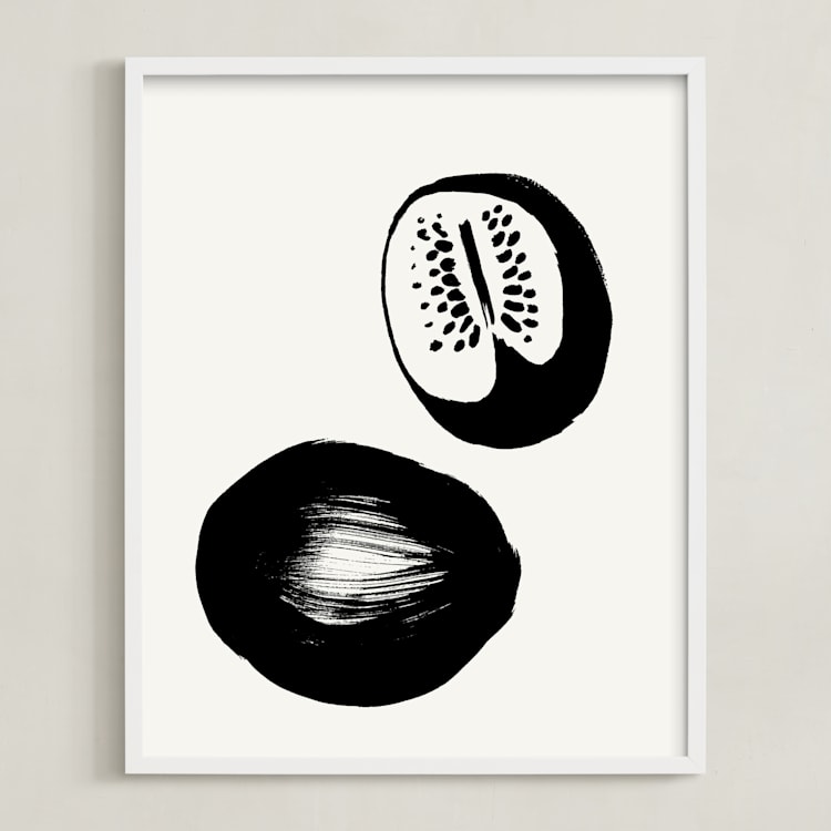"Watermelons" - Art Print in Black on Off-white by Sonya Percival - Framed