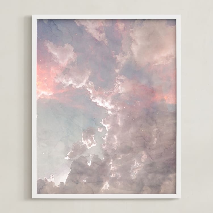 "Candy Sky" - Art Print in Airy Blue by Emanuela Carratoni - Framed
