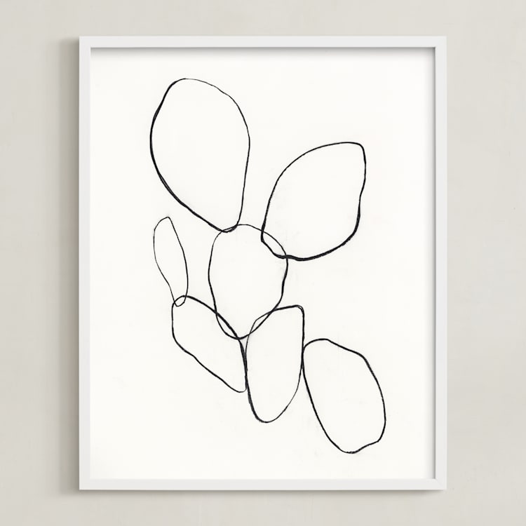 "Cactus Line Drawing" - Art Print in dusty white by Amanda Phelps - Framed