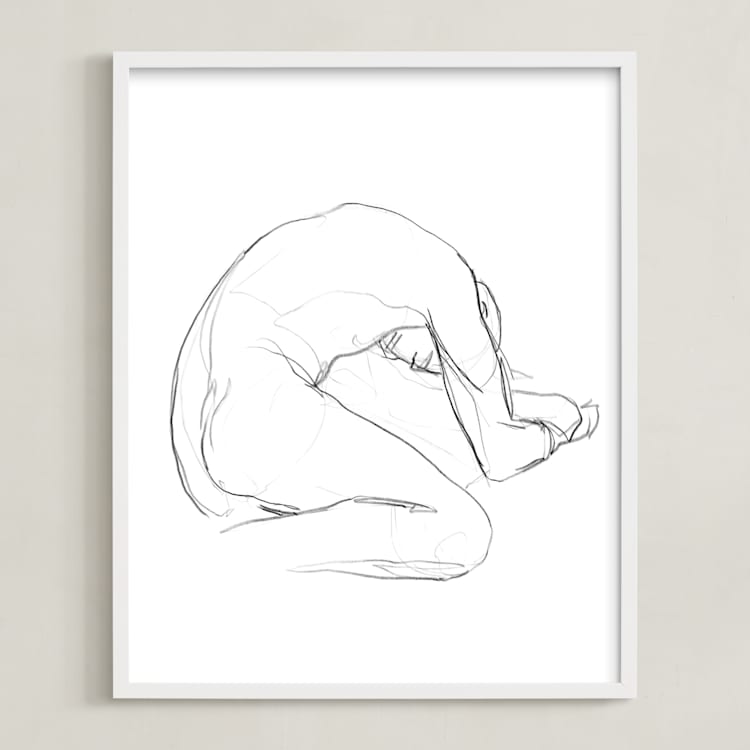 "Seated Figure" - Art Print in Bright White by Lorent and Leif - Framed
