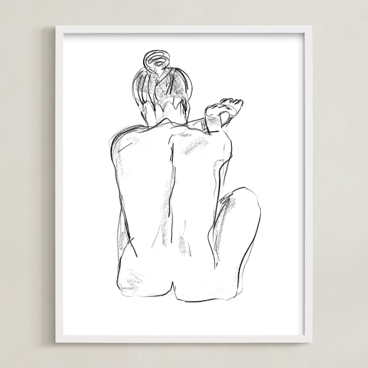 "Stretching" - Art Print in White by Miranda Mol - Framed