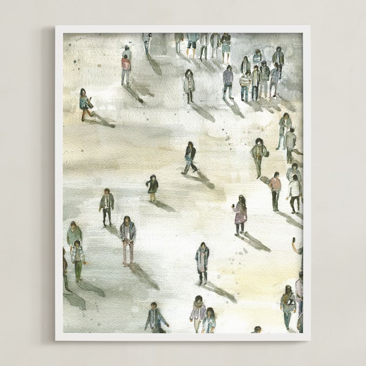 "Berlin at midday" - Art Print in Sand yellow by Lulaloo - Framed
