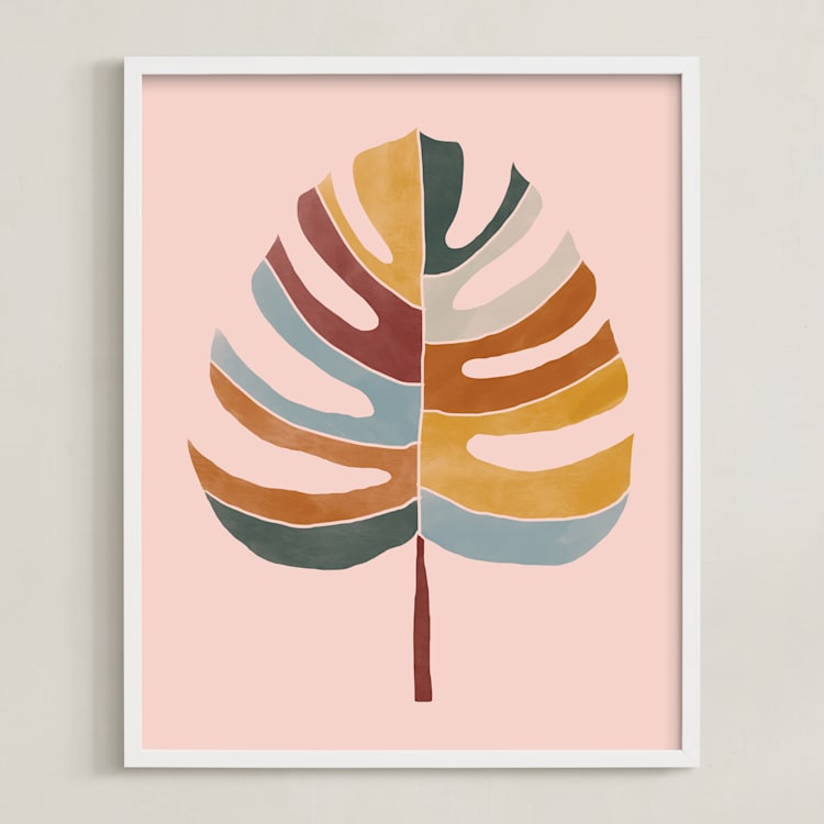"Chic Monstera" - Art Print in Pink by lulu and isabelle - Framed