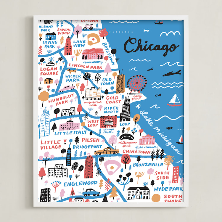"I Love Chicago" - Art Print in Lake by Jordan Sondler - Framed