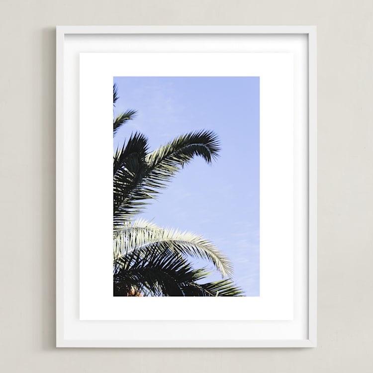 "Palm II" - Art Print in Sky Blue by Annie Montgomery - Framed