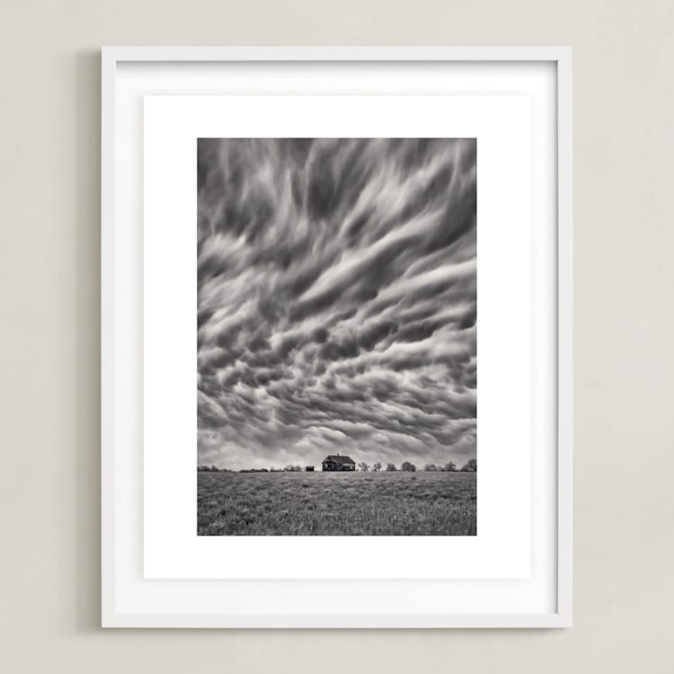 "Fireball" - Art Print in Stormy Sky Grey by Gabrial Reising - Framed