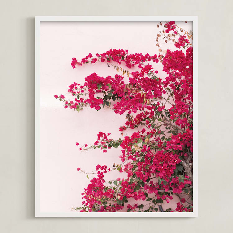 "Bright Bougainvillea" - Art Print in Bright Pink by The One With Wanderlust - Framed