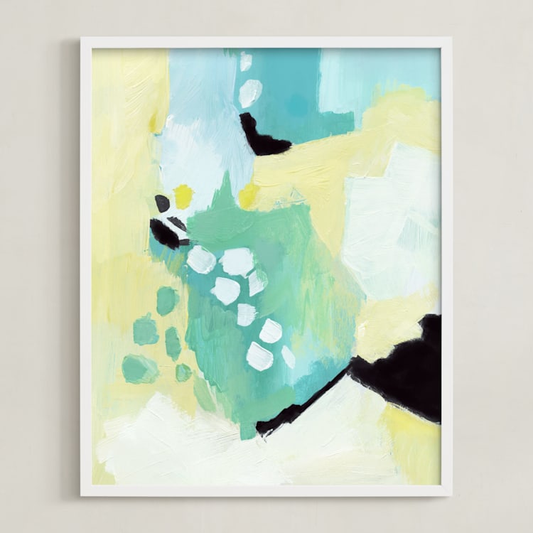 "Splendid Spring" - Art Print in Seafoam by Makewells - Framed