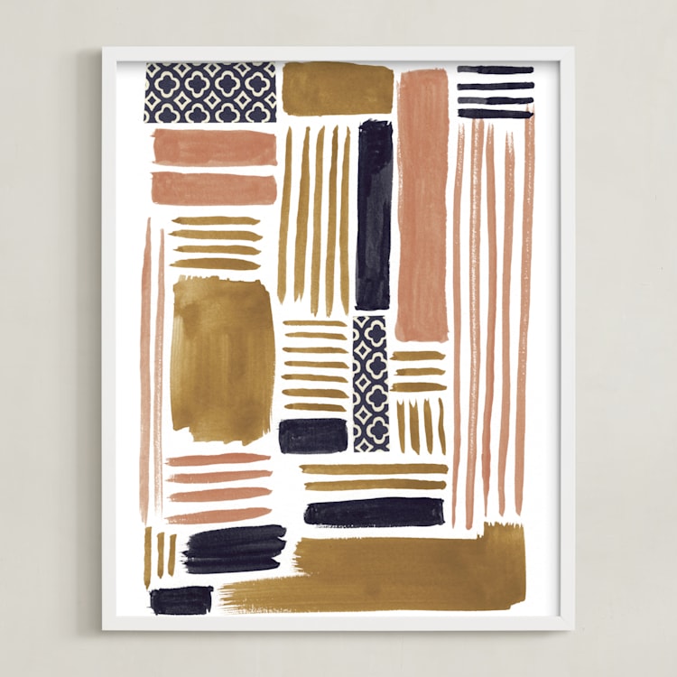 "Staccato" - Art Print in Nude Navy by Meg Gleason - Framed