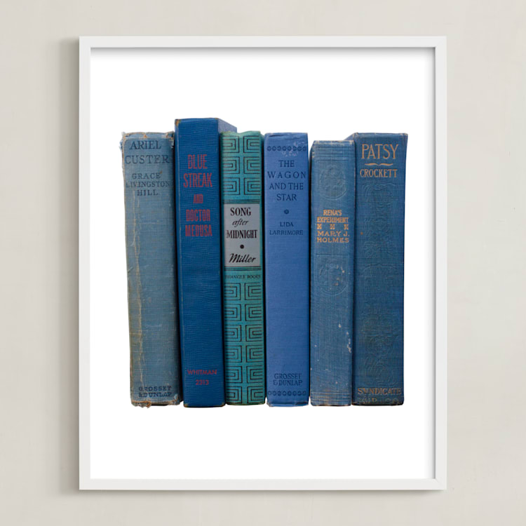 "Bound in Blue" - Art Print in Antique Blue by Sheila Corcoran - Framed