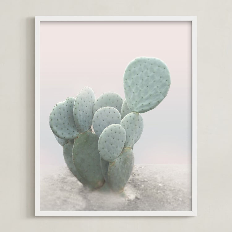 "Little Cactus" - Art Print in Pastel Green by Wilder California - Framed