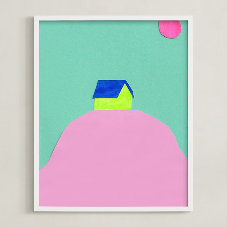 "Dia y Noche I" - Art Print in Pink, Green by Marta Crea - Framed