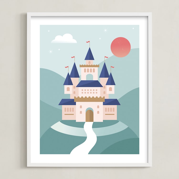 "Fairy Tale" - Art Print in Aqua by Kristen Smith - Framed