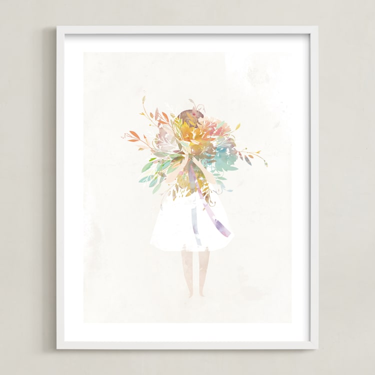 "The Flower Girl" - Art Print in Ivory by Lori Wemple - Framed