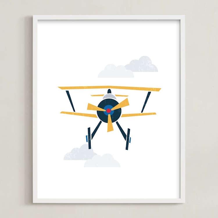 "Stacked Plane" - Art Print in Sun by Jennifer Morehead - Framed