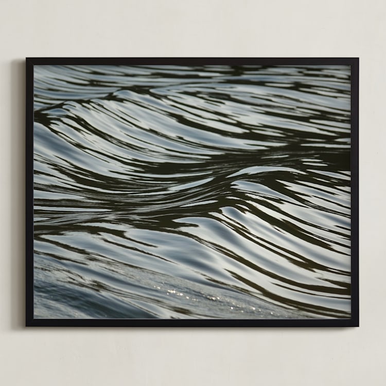 "Wave Forms" - Art Print in grey blue green by Sea and Sky - Framed